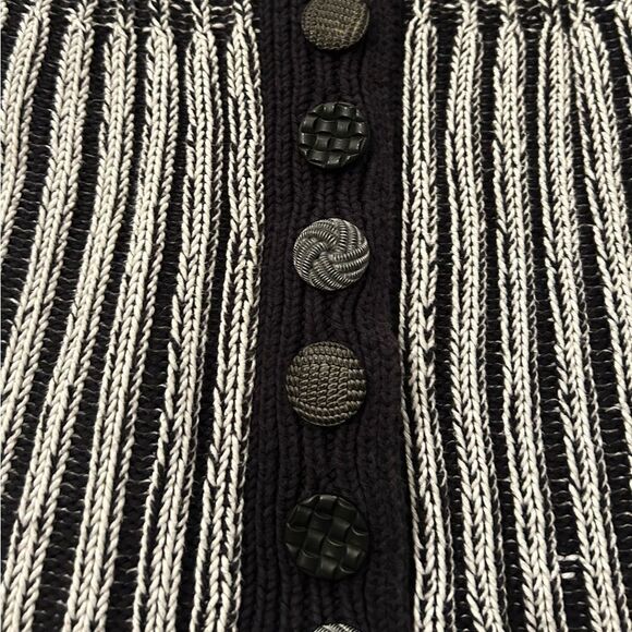 Pure Brand Black White English Handmade Cotton Cardigan Sweater Medium Large - Picture 9 of 12